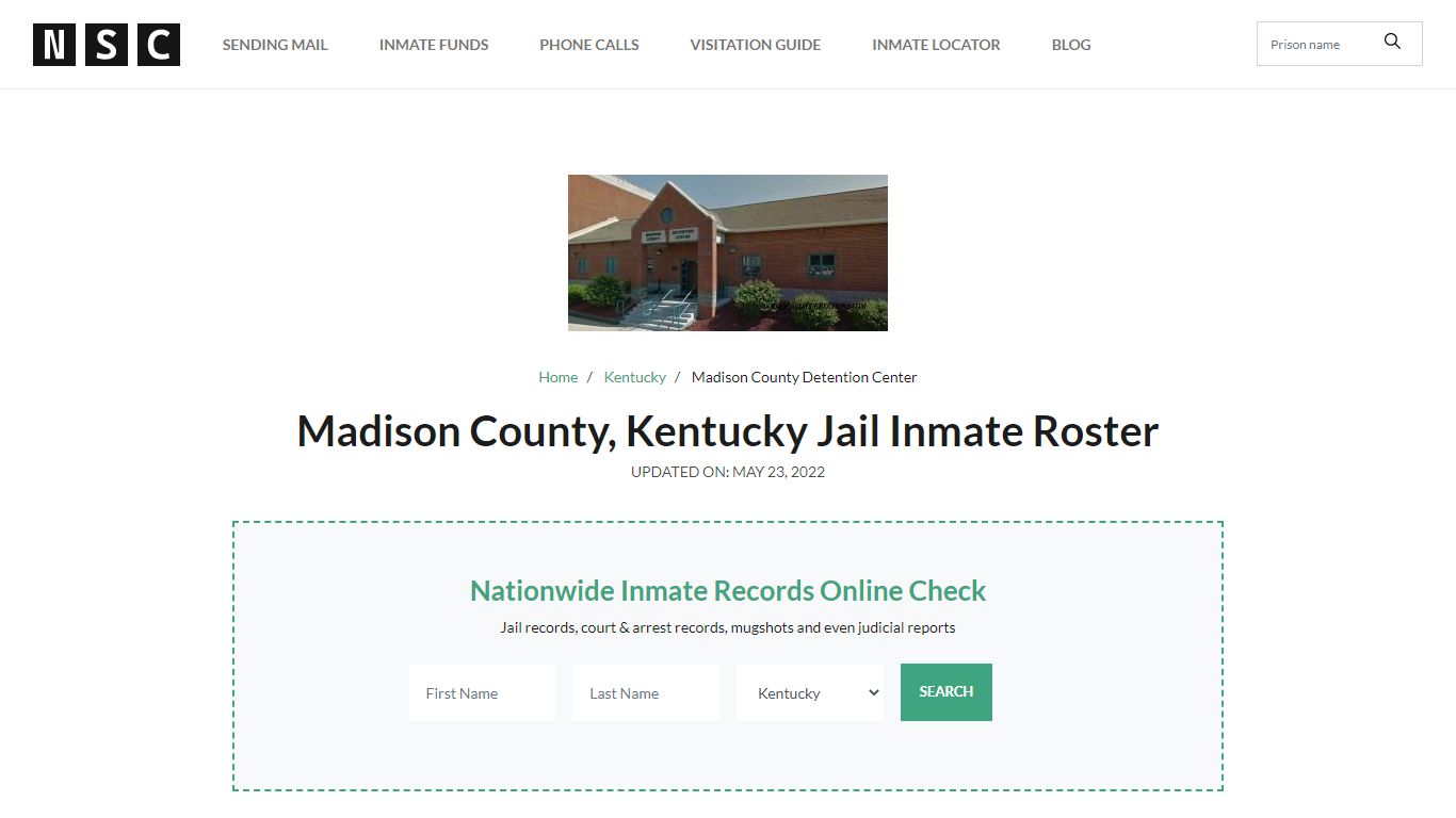 Madison County, Kentucky Jail Inmate List